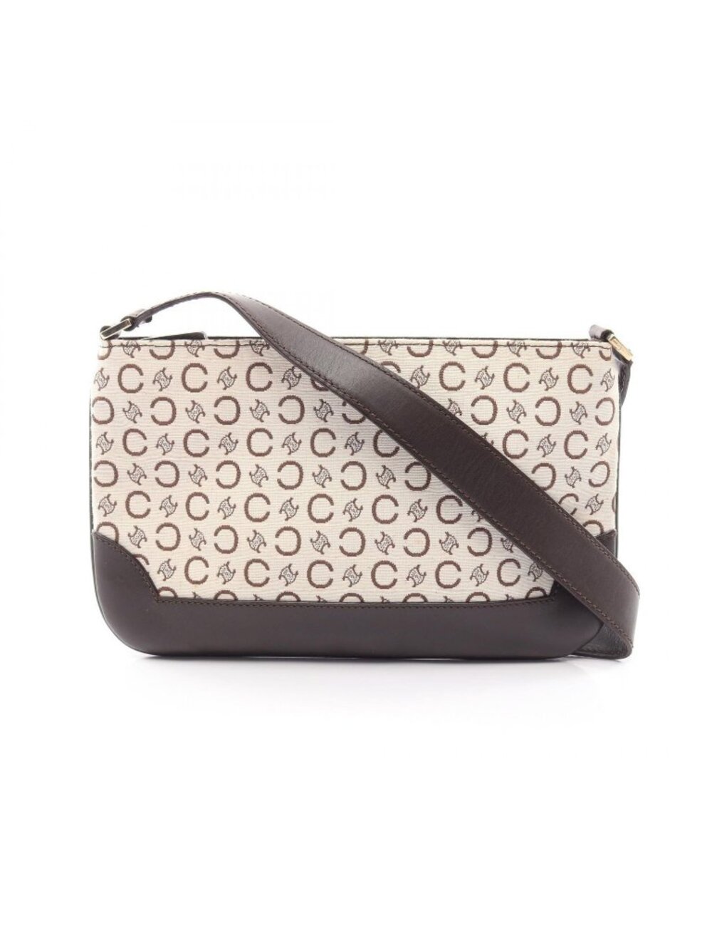 Celine Shoulder Bag C Macadam Ivory Brown Canvas Leather